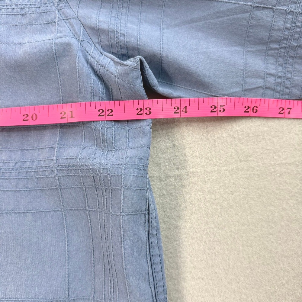 Tommy Bahama Blue Textured 100% Silk Button Down Sz L Nautical Resortwear Grid - Picture 6 of 10